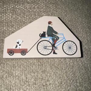 CATS MEOW 1995, Man Biking His Pet Dog In Wagon with Cat on Bicycle, Faline 95
